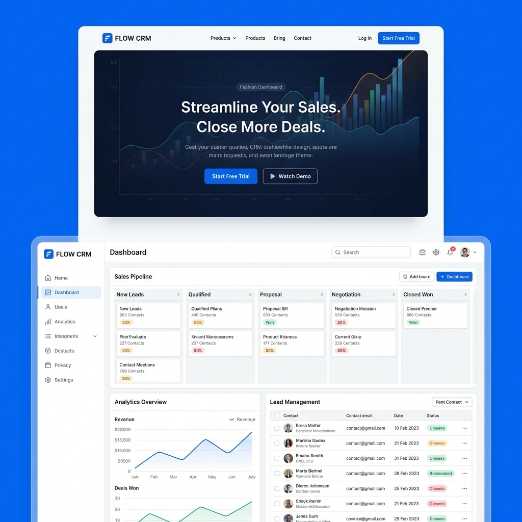 Preview do template Sales Close CRM - Um motor de vendas completo com IA e Analytics para equipes de alta performance.